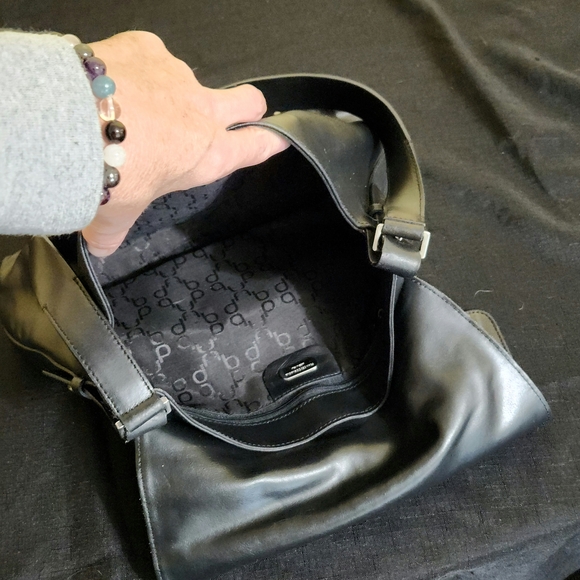 Black Faux Leather Shoulder Bag